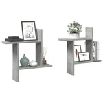 vidaXL Stenska polica 2 kosa betonsko siva 50x12x50 cm inženirski les