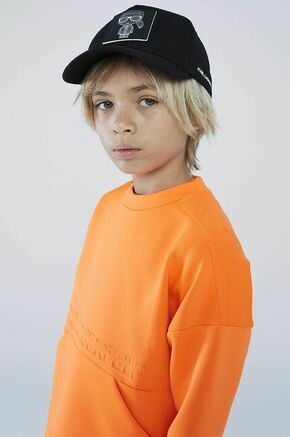 Otroška mikica Karl Lagerfeld oranžna barva - oranžna. Otroška pulover iz kolekcije Karl Lagerfeld. Model izdelan iz enobarvne pletenine.