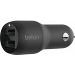 Belkin 24W dvojni avtomobilski polnilec USB-A, črn