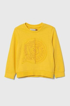 Otroški bombažen pulover Guess rumena barva - rumena. Otroški pulover iz kolekcije Guess