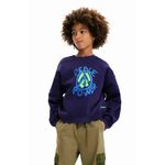 Otroški bombažen pulover Desigual mornarsko modra barva - mornarsko modra. Otroški pulover iz kolekcije Desigual. Model izdelan iz pletenine s potiskom.