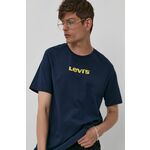 T-shirt Levi's moški, mornarsko modra barva - mornarsko modra. T-shirt iz kolekcije Levi's. Model izdelan iz tanke, elastične pletenine.