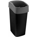 Curver FLIP BIN koš za odpadke, 45 l, črn/srebrn