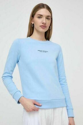 Armani Exchange pulover - modra. Pulover iz kolekcije Armani Exchange. Model izdelan iz tanke