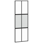 vidaXL Drsna vrata črna 76x205 cm kaljeno steklo in aluminij