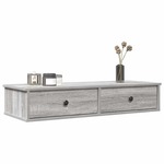 Vidaxl Stenska polica s predali siva sonoma 100x37,5x19 cm inž. les