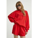 Bombažen pulover Rotate ženska, rdeča barva - rdeča. Pulover iz kolekcije Rotate, izdelan iz elastične pletenine. Model iz visokokakovostnega in trajnostnega materiala.