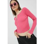 Pulover Tommy Jeans ženski, roza barva - roza. Pulover iz kolekcije Tommy Jeans. Model izdelan iz tanke, zelo elastične pletenine.