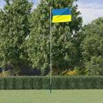 Vidaxl Zastava Ukrajine in drog 6,23 m aluminij