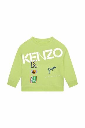 Otroški bombažen pulover Kenzo Kids zelena barva - zelena. Otroški pulover iz kolekcije Kenzo Kids. Model