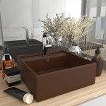 vidaXL Razkošen umivalnik kvadraten mat temno rjav 41x41 cm keramika