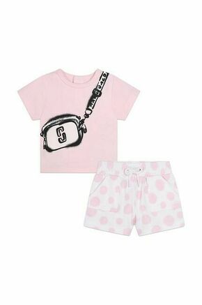 Otroški komplet Marc Jacobs roza barva - roza. Kratka majica in kratke hlače za otroke iz kolekcije Marc Jacobs. Model izdelan iz udobnega