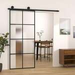 shumee Drsna vrata z opremo 90x205 cm ESG steklo in aluminij