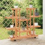 vidaXL Stojalo za rastline s kolesi 110x25x115 cm trden les jelke