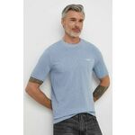 Bombažna kratka majica Marc O'Polo moški - modra. Kratka majica iz kolekcije Marc O'Polo, izdelana iz elastične pletenine. Model iz zračne bombažne tkanine.