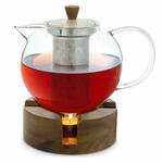 Klarstein Sencha, dizajnersko oblikovan čajnik, z lesenim grelnikom Oolong, 1,3 l, vstavno cedilo