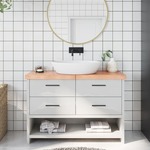vidaXL Kopalniški pult svetlo rjav 120x30x(2-6) cm obdelan trden les