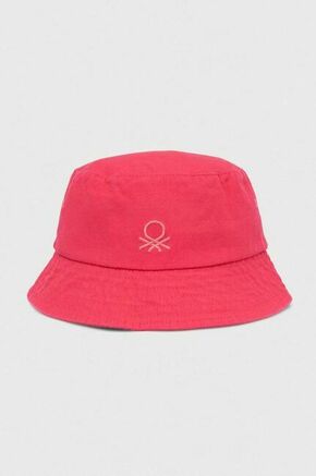 Otroški bombažni klobuk United Colors of Benetton roza barva - roza. Otroške klobuk iz kolekcije United Colors of Benetton. Model z ozkim robom