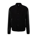 Bomber jakna BOSS moški, črna barva - črna. Bomber jakna iz kolekcije BOSS. Nepodložen model, izdelan iz kombinacije različnih materialov. Visoka vsebnost volne zagotavlja zaščito pred mrazom, dodatek poliamida pa povečuje trpežnost izdelka.