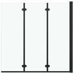 VIDAXL Zložljiva pregrada za tuš s 3 paneli ESG 130x138 cm črna
