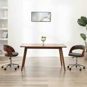 Vidaxl Vrtljiv pisarniški stol siv ukrivljen les in blago