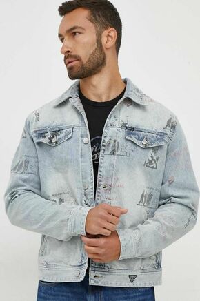 Jeans jakna Guess - modra. Jakna iz kolekcije Guess. Prehoden model