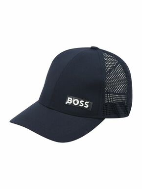 Otroška kapa BOSS mornarsko modra barva - mornarsko modra. Otroški kapa s šiltom vrste baseball iz kolekcije BOSS. Model izdelan iz enobarvne tkanine z vstavki.
