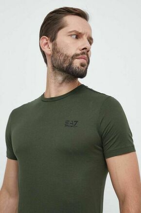 Bombažna kratka majica EA7 Emporio Armani zelena barva - zelena. Kratka majica iz kolekcije EA7 Emporio Armani