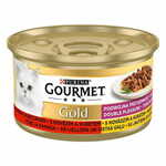 Gourmet GOLD govedina in piščanec, dušeni in pečeni kosi, 12x85 g