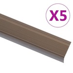 shumee vidaXL Obrobe za stopnice L-oblike 5 kosov aluminij 100 cm rjave