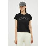 Kratka majica Asics ženski, črna barva - črna. Kratka majica iz kolekcije Asics, izdelana iz tanke, elastične pletenine.