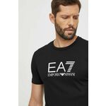 Bombažna kratka majica EA7 Emporio Armani moški, črna barva - črna. Kratka majica iz kolekcije EA7 Emporio Armani, izdelana iz mehke in udobne pletenine.
