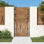Greatstore Vrtna vrata 105x205 cm Corten jeklo dizajn trave