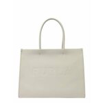 Usnjena torbica Furla bela barva - bela. Velika torbica iz kolekcije Furla. Model na zapenjanje, izdelan iz naravnega usnja.