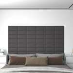 vidaXL Stenski paneli 12 kosov sivi 30x15 cm umetno usnje 0,54 m²