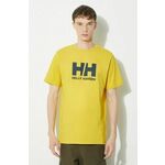 Bombažna kratka majica Helly Hansen moški, bela barva - rumena. Kratka majica iz kolekcije Helly Hansen, izdelana iz tanke, rahlo elastične pletenine. Model iz mehke in na otip prijetne tkanine.