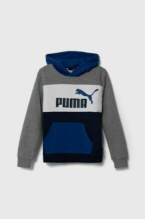Otroški pulover Puma ESS BLOCK TR B s kapuco - modra. Otroški pulover s kapuco iz kolekcije Puma