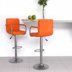 Vidaxl Barski stolčki 2 kosa oranžno umetno usnje