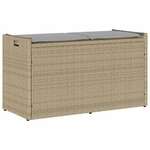vidaXL Zunanja klop za shranjevanje z blazino Beige 100 cm poli ratan