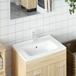vidaXL Kopalniški umivalnik bel 61x48x19,5 cm pravokoten keramičen