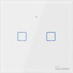 Sonoff Pametno stensko stikalo Wi-Fi + RF433 dvojno T1EU2C-TX