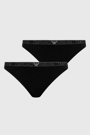 Tangice Emporio Armani Underwear 2-pack črna barva - črna. Tangice iz kolekcije Emporio Armani Underwear. Model izdelan iz enobarvne pletenine. V kompletu sta dva para.