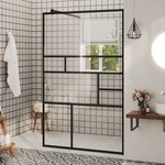 vidaXL Pregrada za tuš s prozornim ESG steklom 100x195 cm črna