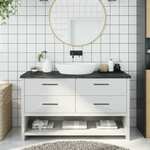 Vidaxl Kopalniški pult temno siv 140x40x4 cm obdelan trden les