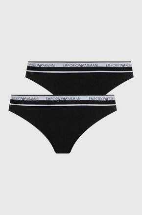 Brazilke Emporio Armani Underwear 2-pack črna barva - črna. Brazilke iz kolekcije Emporio Armani Underwear. Model izdelan iz enobarvne pletenine. V kompletu sta dva para.