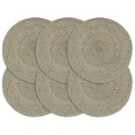 Pogrinjki 6 kosov sivi 38 cm okrogli iz jute