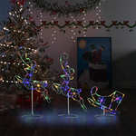 vidaXL Božična leteča jelena in sani 260x21x87 cm akril večbarvno