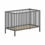 Antracitno siva otroška posteljica iz masivnega bora 60x120 cm DINO – Vipack