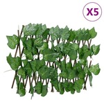 vidaXL Umetna trta raztegljiva ograja zelena 5 kosov 180x30 cm