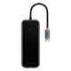 BASEUS Vozlišče 6v1 AcmeJoy series USB-C do 2xUSB 3.0 + USB 2.0 + USB-C PD + HDMI + RJ45 (siva)